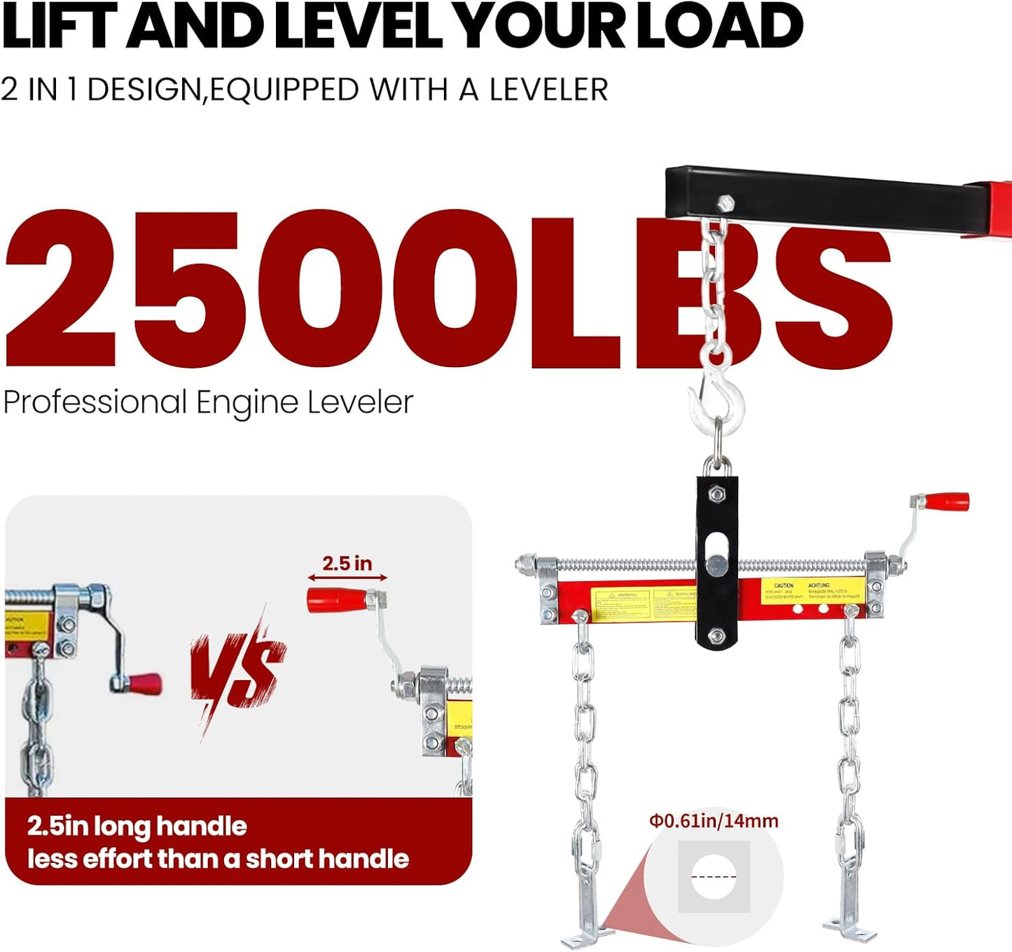 5500 Lbs Folding Engine Hoist, 2.5 Ton Engine Crane with Lever, with 6 Casters, 8 Ton Hydraulic Pump 4 Adjustable Position, Cherry Picker for Garage, Workshop, Repair
