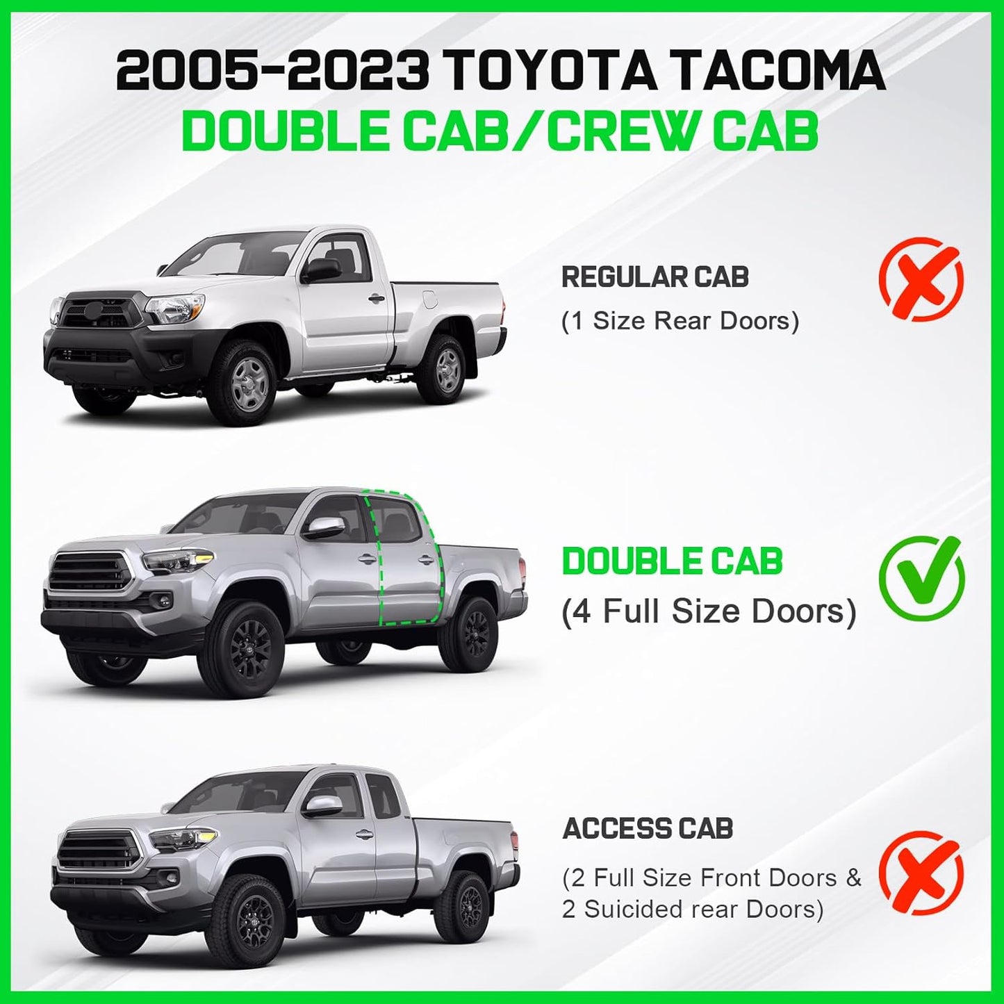 3.5 Inches Oval Tube Step Bar Running Boards Compatible with 2005-2023 Toyota Tacoma Double Cab/Crew Cab with 4 Full-Size Doors. Tacoma Step Bars and Carbon Steel Side Steps Step Bars.