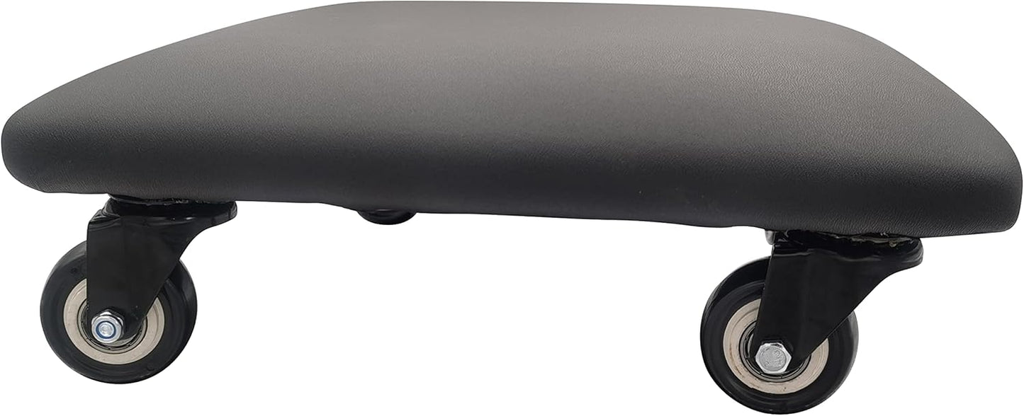 Roller Seat 360 Degree Rotating Low Stool with Wheel Chair PU Leather Universal Swivel Wheels Stool for Home Office Fitness and Garage (Square Black)