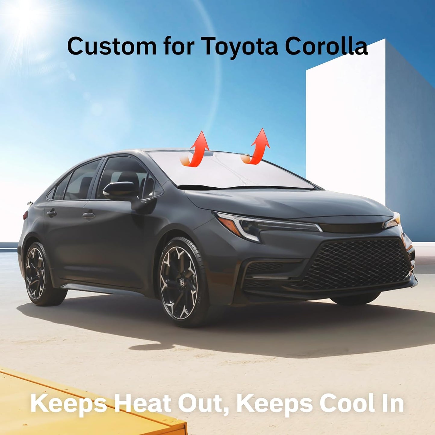 EcoNour Windshield Sunshade Compatible for Toyota Corolla 2019-2025 Car-240T Polyester Material Car Sun Visor-Reflector Blocks UV Rays-Foldable Sunshade Interior Protection-Toyota Corolla Accessories