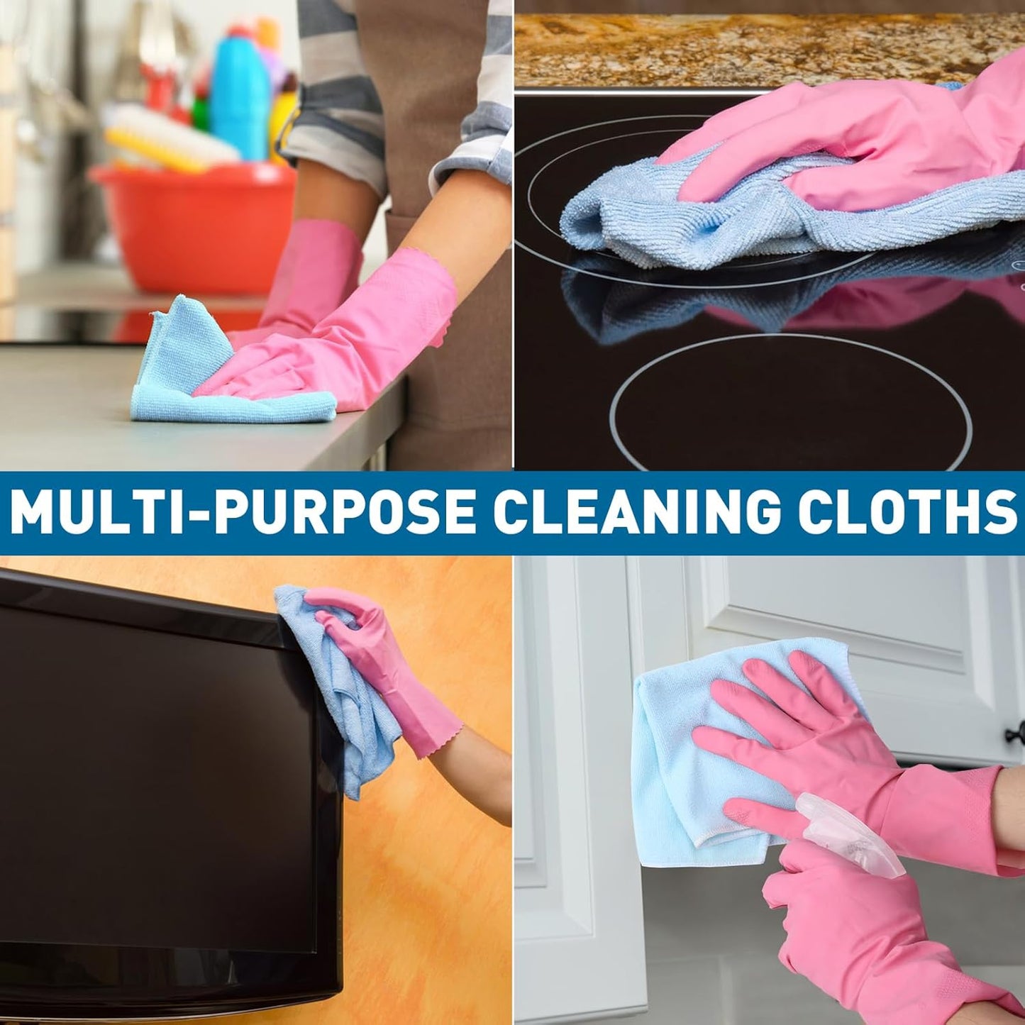 Microfiber Towels Bulk-400 Pack, Cleaning Cloths, Microfiber Towels for Cars, Cleaning Rags 5 Colors Assorted (12x12 inches)