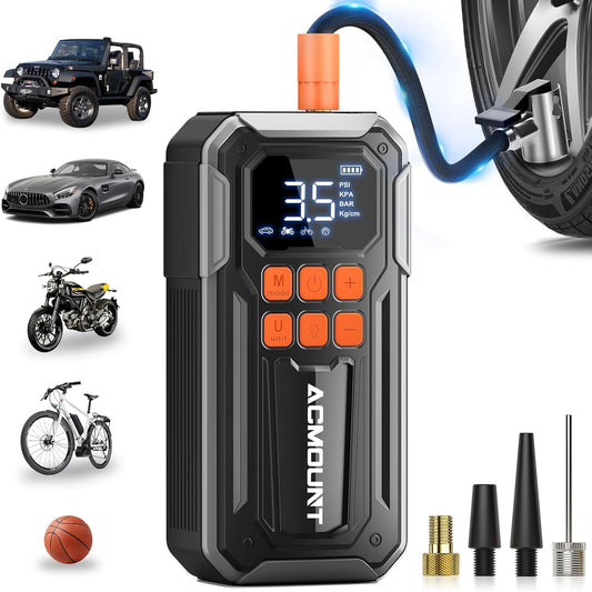 Tire Inflator Portable Air Compressor, 160PSI 10000mAH, 3X Faster Cordless Air Pump with Digital Gauge for Car, Bike, Motorcycle, Ball With Auto Shut-Off & 3 LED Light