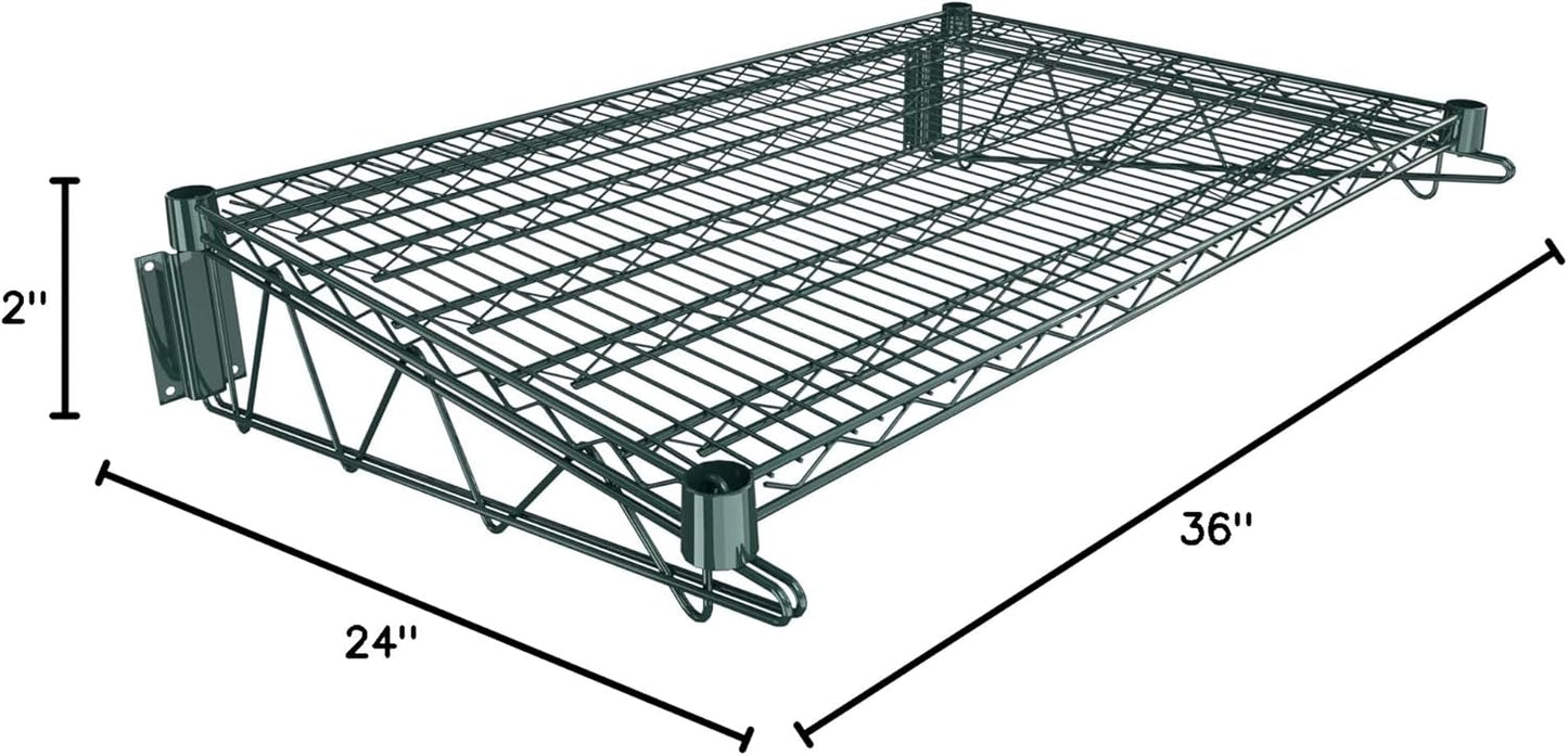 24" x 36" Green Epoxy Wire Wall Mount Shelf