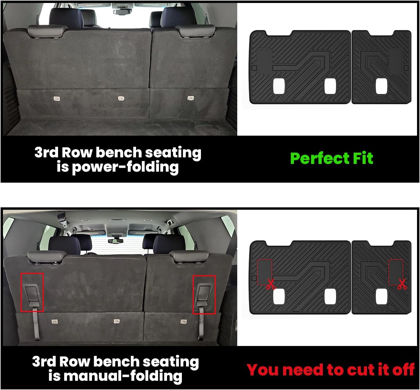 LASFIT Floor Mats & Cargo Liner 2015-2020 & Only 7/8 Seats (Not for 9 Seats) for Chevrolet Chevy Tahoe/GMC Yukon(Only Yukon, Not Fit Yukon XL)/Cadillac Escalade(Only Escalade, Not Fit Escalade ESV)