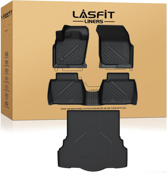 LASFIT Floor Mats & Trunk Mat for Ford Fusion & Lincoln MKZ 2013-2016 (Only Fit Gasoline) All Weather TPE Mats Custom Fit Floor Liner for Fusion & MKZ 1st & 2nd Row Car Mats and Cargo Liner, Black
