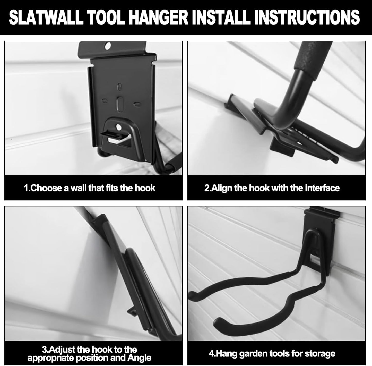 Slatwall Power Tool Hanger, Garage Garden Tool Hooks, Steel String Trimmer Holder Grass Trimmer Organizer, Weed Eater Rack Garage Storage Hook for Weed Wacker, Leaf Blower