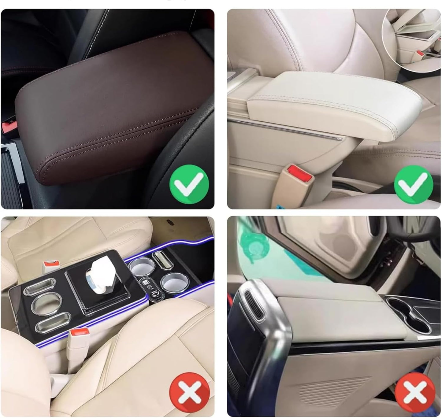 Arm Rest Cover for Car with 2 Storage Bags, Central Console Cover Armrest Pad, Suede Leather, Auto Interior Accessories for Most Vehicles, All-Season Comfort, Orange