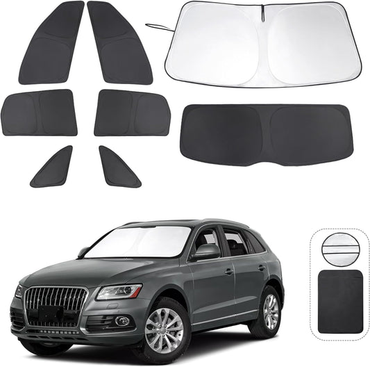 TINGLU Window Shades for Audi Q5 2009-2017/2014-2017 Audi SQ5 Accessories Car Side Full Windows Windshield Sun Shade Sun UV Rays & Privacy Protection for Camping,Napping,and Relaxing 8PCS