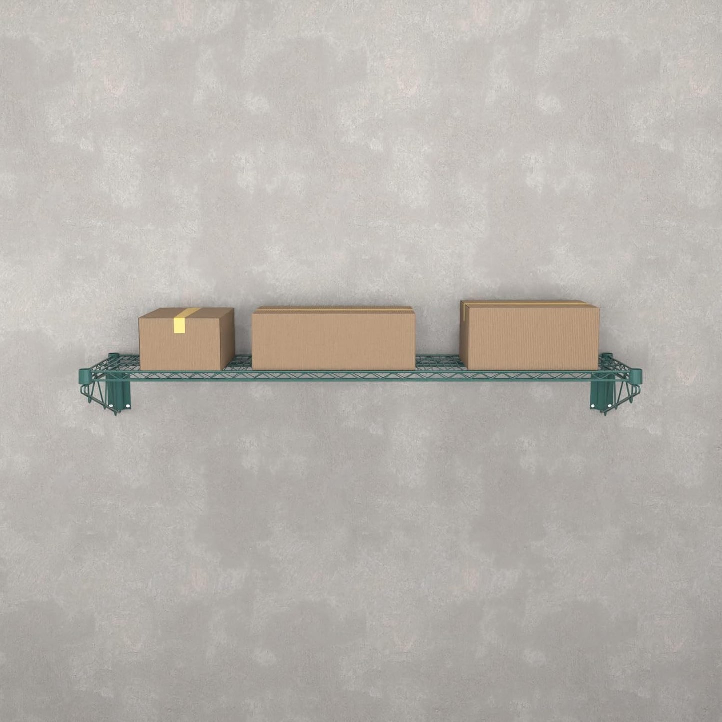 14" x 60" Green Epoxy Wire Wall Mount Shelf