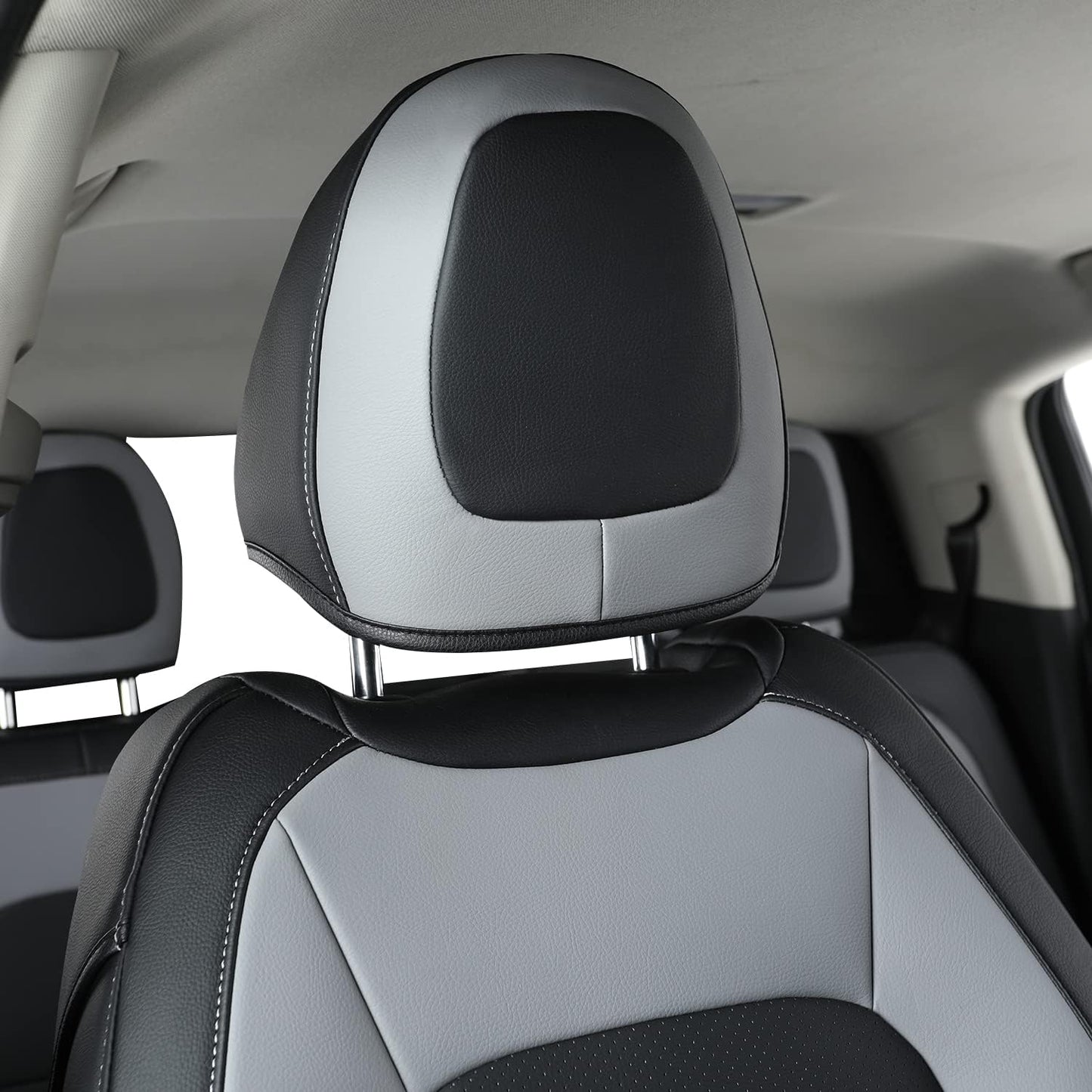 LUCKYMAN CLUB Chevy Colorado Seat Covers, fit for 2023 2024 2025 Colorado Crew Cab Z71 LT ZR2 Work Truck with Faux Leather (Black&Gray)