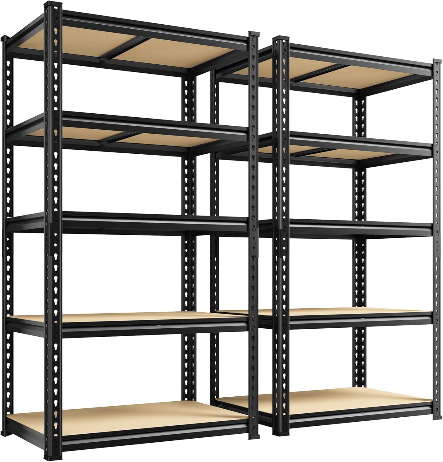 Set of 2 Storage Shelves, 27.7"W Metal Shelving 2010LBS Garage Shelving Heavy Duty Garage Shelves Adjustable Metal Shelf for Pantry Kitchen Closet Basement Warehouse 11.9"D × 27.7"W × 60"H