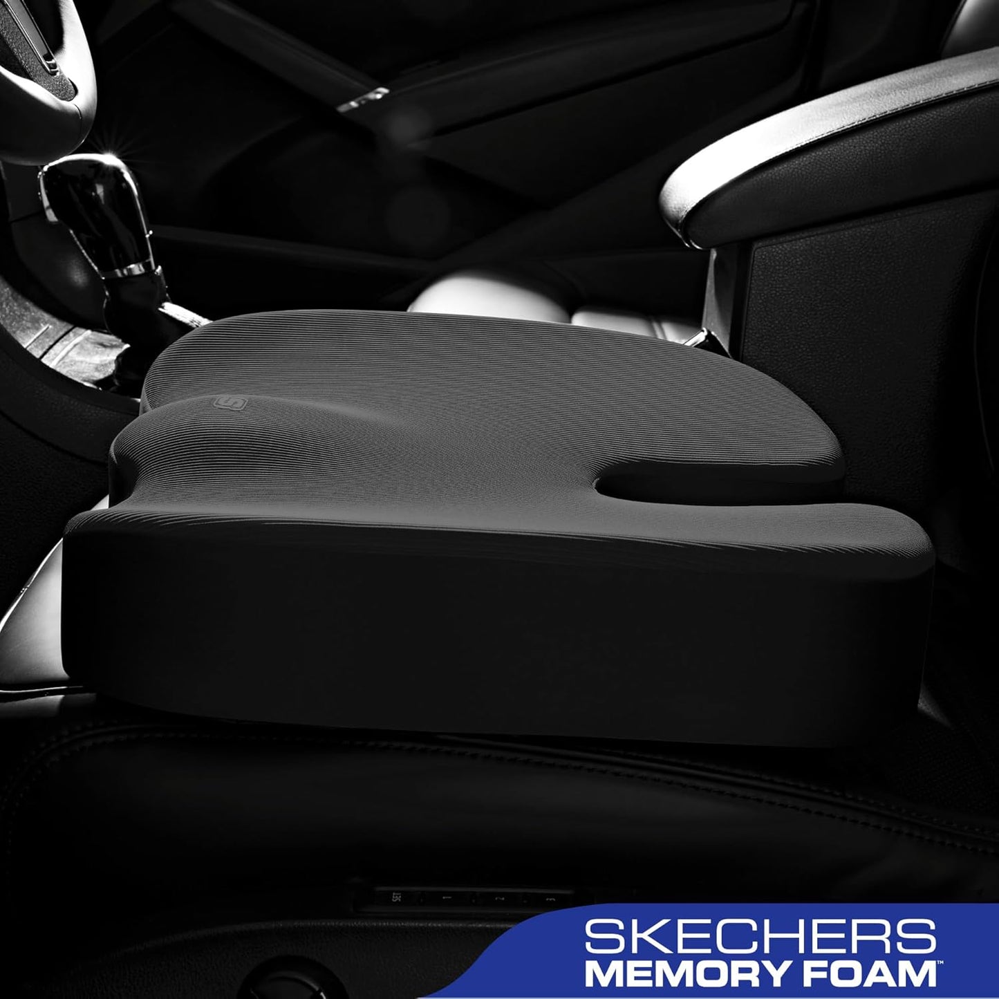 Skechers Memory Foam Seat Cushion,Office Chair Cushion for Tailbone Pain Relief,Butt Pillow for Office Chair,Car seat Cushion,Computer Desk,Long Sitting Office Workers,and Car Drivers,Black