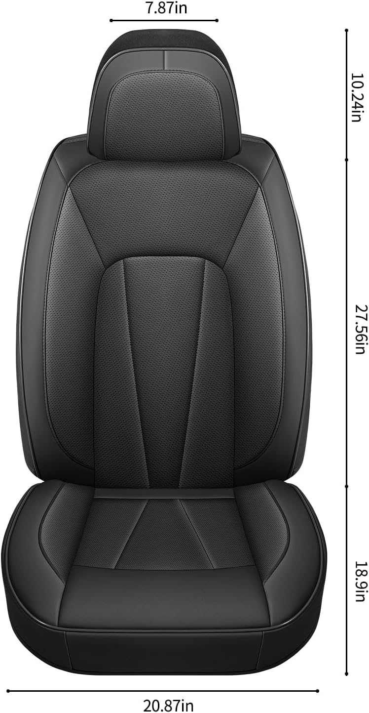 Front Car Seat Covers,Waterproof Leather Car Seat Covers,Comfortable Automotive Seat Protecor Covers,Luxury Breathable Seat Covers for SUV Sedans Pick-up Truck,Black
