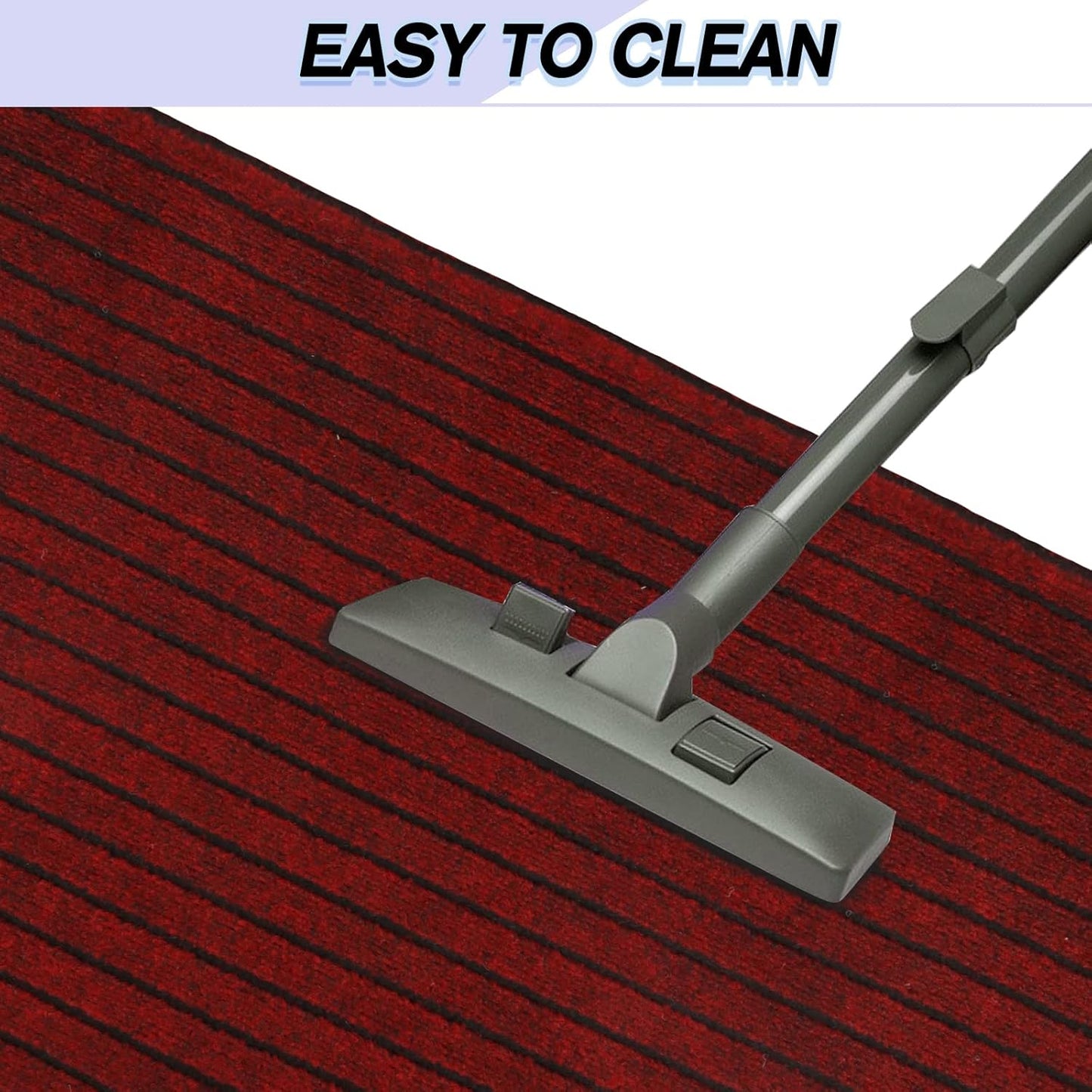 Custom Size Backed Non-Slip Area Rugs Runner, Easy Clean, Waterproof Runner Rugs for Hallway Entryway, Kitchen, Laundry, 2FT x 15FT, Red Stripe