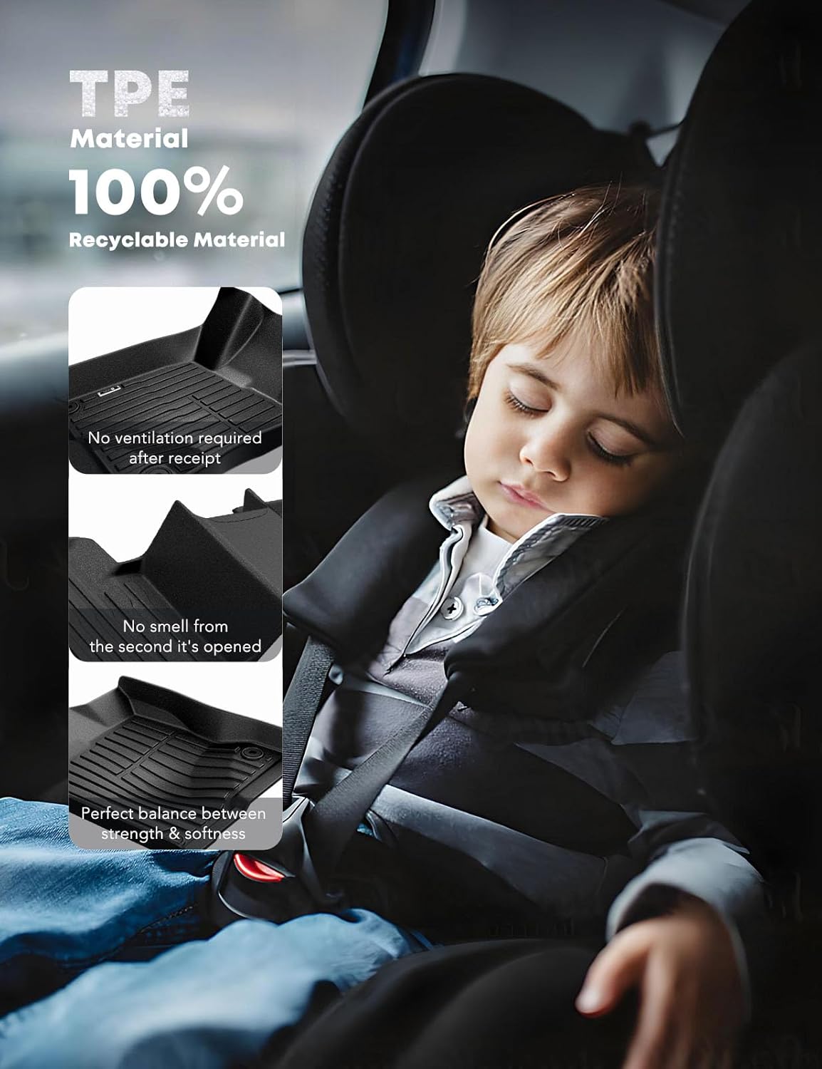 YHTAUTO Floor Mats Fit for Honda Civic 2025-2022, Acura Integra 2025-2023 (Rear Seats with or Wthout USB Ports), All Weather Car Floor Liners TPE Custom Fit Odorless Non-Slip