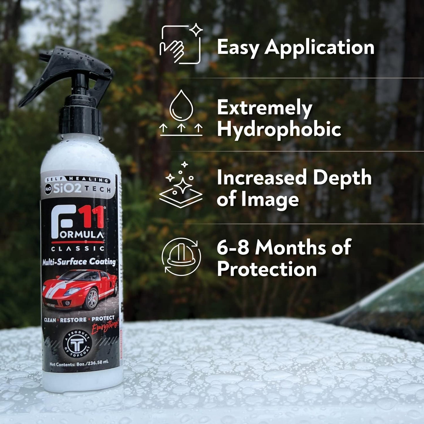 TopCoat F11 Car Polish & Sealer for Cars, Motorcycles, RVs and More – Water-Based Alternative to Ceramic Car Wax - 8 oz F11 Top Coat Spray Bottle