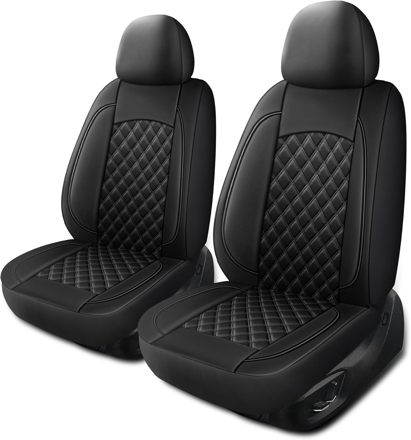 Leather Car Seat Covers,Breathable and Waterproof Napa Leather Automotive Seat Cover,Universal Interior for Cars,Sedans,SUVs,Vans,Trucks(Front Seat,Black,N3)