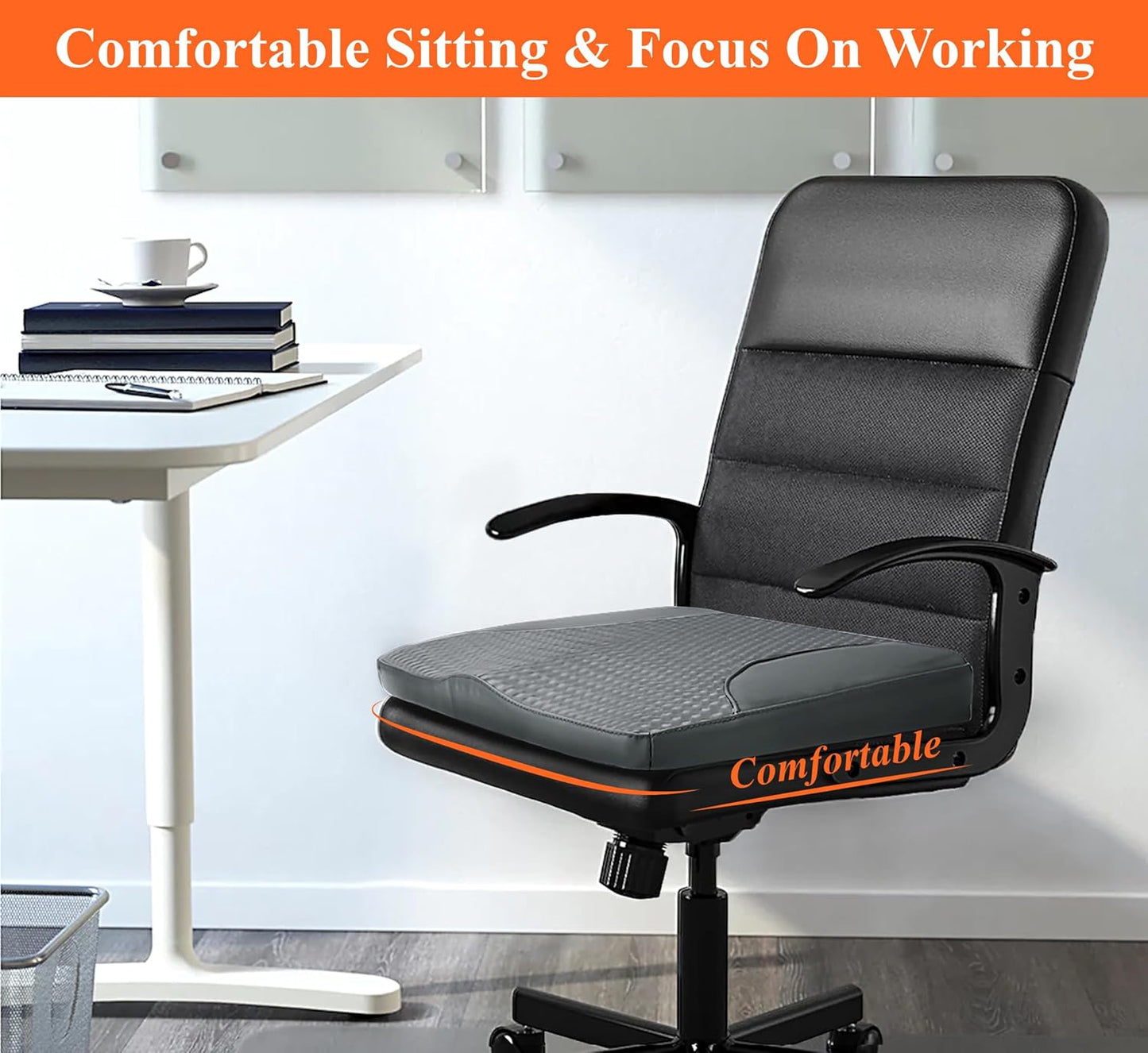 kingphenix Premium Car Seat Cushion, Memory Foam Driver Seat Cushion to Improve Driving View- Coccyx & Lower Back Pain Relief- Seat Cushion for Car, Truck, Office Chair (Dark Gray Mesh Cloth)