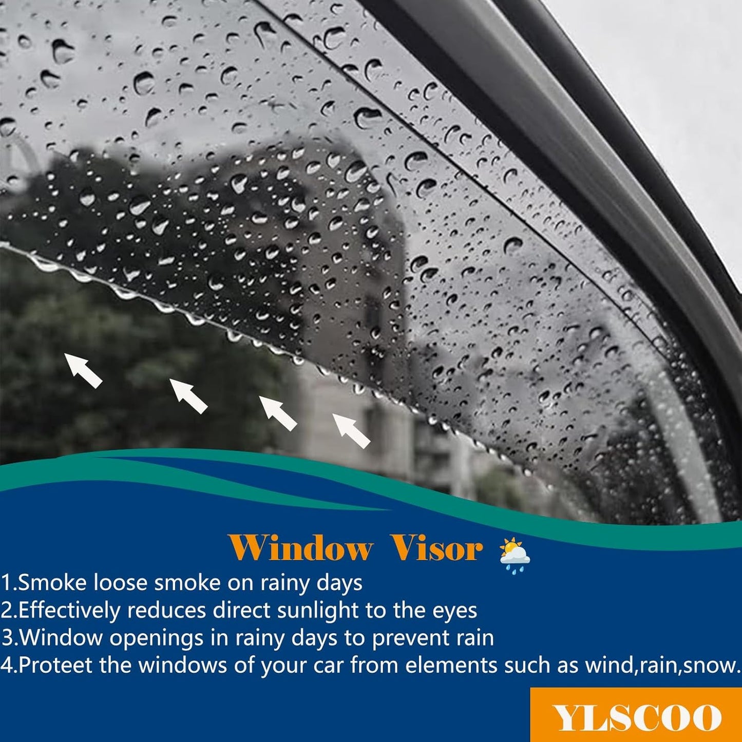 Window Visors Rain Guards fits 2009-2014 Ford F150 SuperCrew Cab, Out-Channel Window Wind Deflectors Vent Shades Accessories, Dark Smoke 4 Pcs, 2010 2011 2012 2013