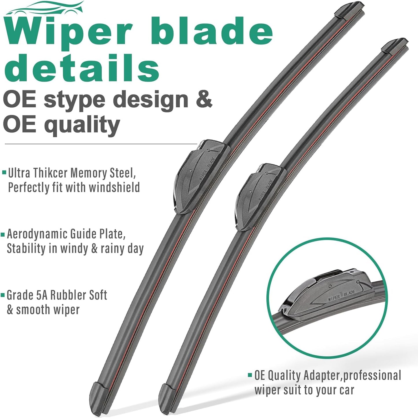 26" 24" 14" Windshield Wiper Blades Replacement for Honda Pilot 2016 2017 2018 2019 2020 2021 2022 Premium All Weather Front Rear Wipers Set - OEM Quality (Pack of 3)