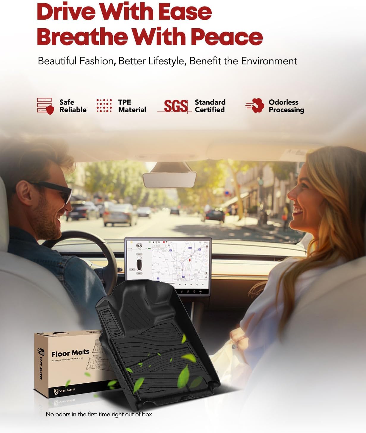 YHTAUTO Floor Mats Fit 2012-2021 Toyota Tundra CrewMax/Double Cab, TPE All Weather Car Mats Waterproof Anti-Slip Odorless Floor Liner, Interior Car Accessories Front Liner