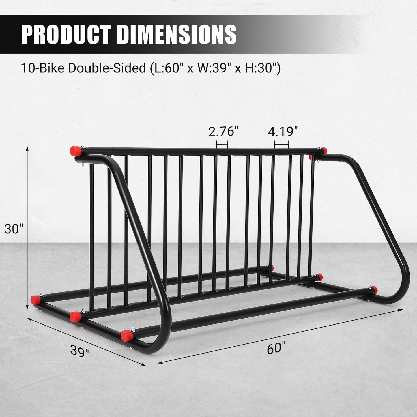 Commercial Grid Bike Rack for 10 Bikes - Heavy Duty Metal Bike Stand Floor, Outdoor Bicycle Parking Rack for Garage, Retail, School, Backyard, Bike Shop (Double Side)