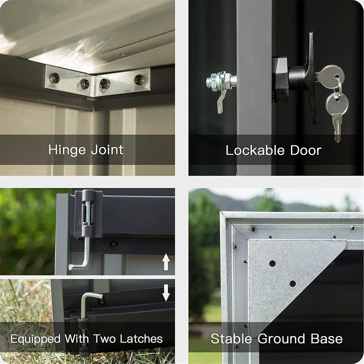 IKERY Galvanized Steel Garden Shed - 6' x 4' with Sloping Roof and Lockable Door, Metal Utility Storage Shed for Backyard Tools, Dark Gray