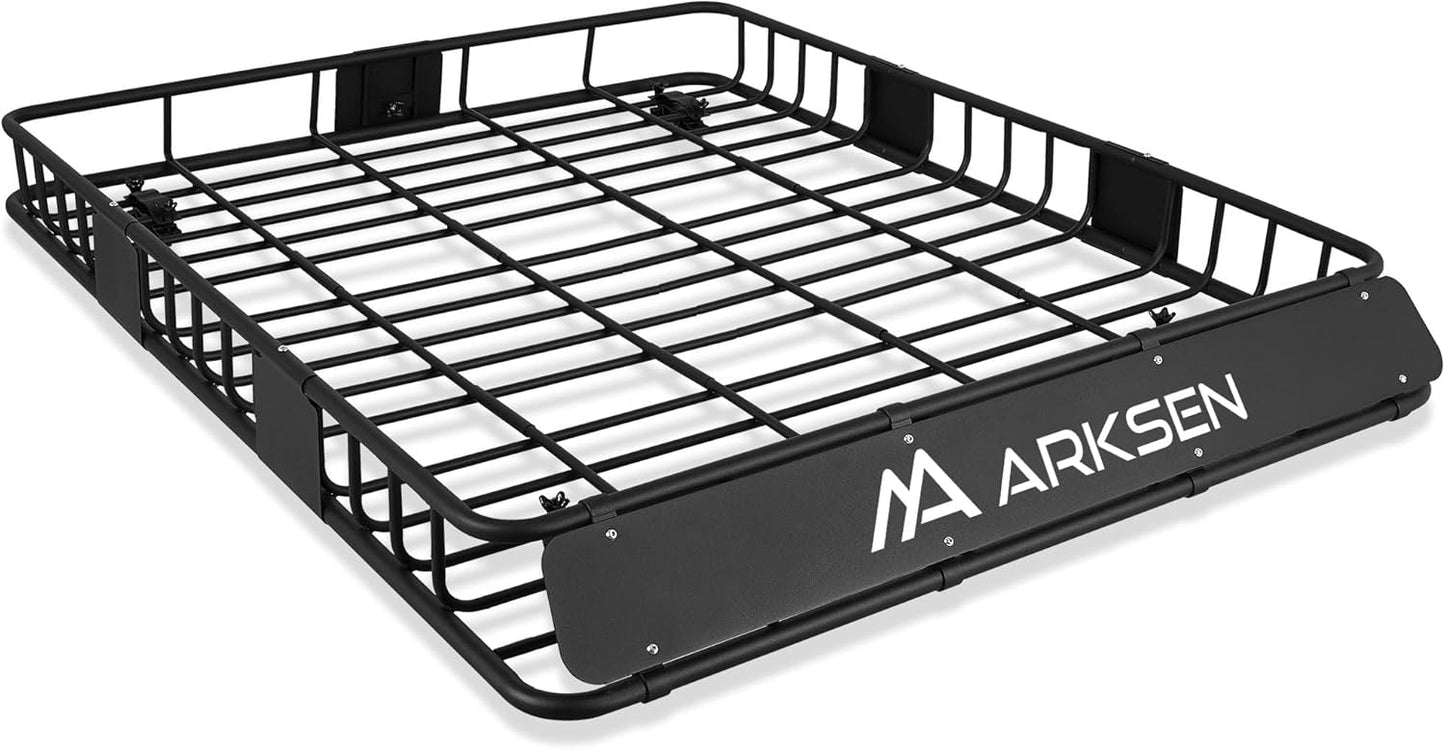 ARKSEN 64 x 50 x 6 Inch Universal Extra Wide 150LB Heavy Duty Roof Rack Cargo with Extension Car Top Luggage Holder Carrier Basket for SUV, Truck, & Car Steel Construction