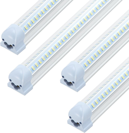 T8 LED Shop Lights, 4 Pack Garage Light 4FT 60W 9600LM 6000K, Work Lights Ceiling LED, Linkable Lighting, Plug & Play Energy-Saving for Warehouse Basement Gym Room(V4)