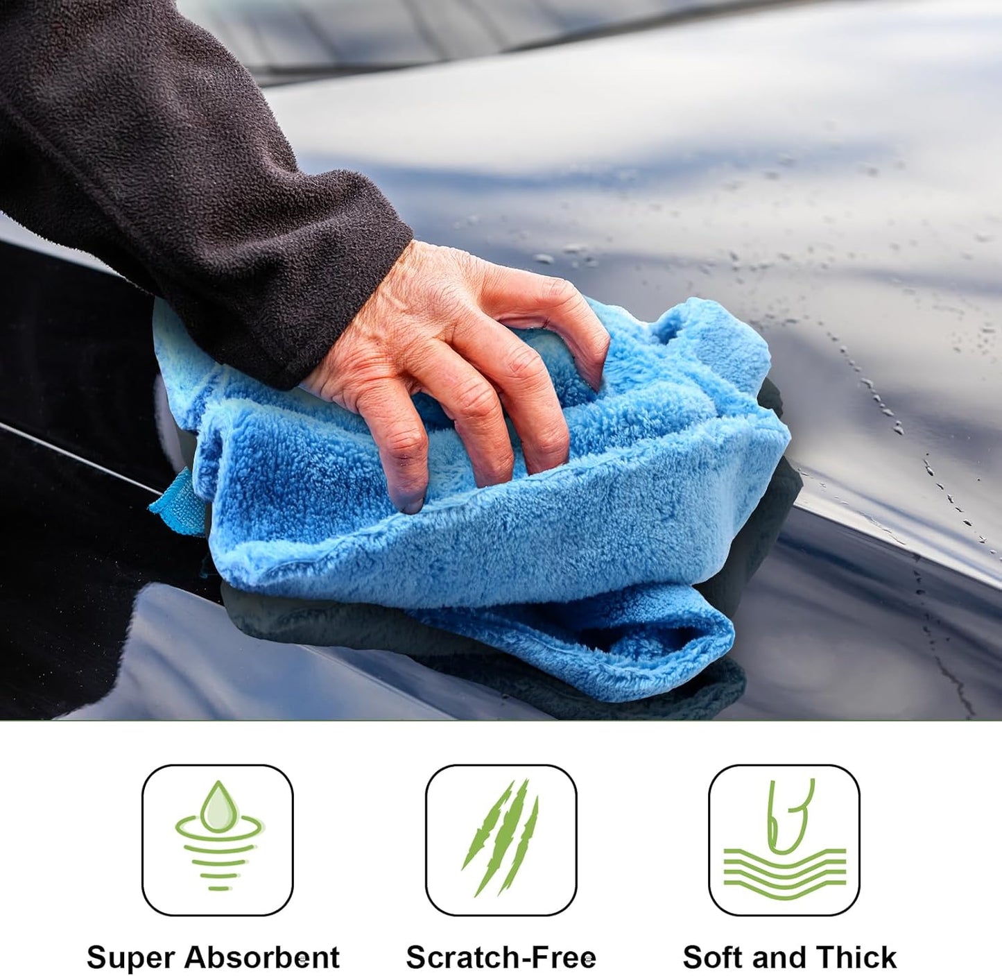 Shimeyao 30 Pcs Edgeless Microfiber Plush Towels for Cars Detailing Drying Wash Polishing Absorbent Cleaning Cloths, 500 GSM, 16 x 16 Inch(Multicolor)