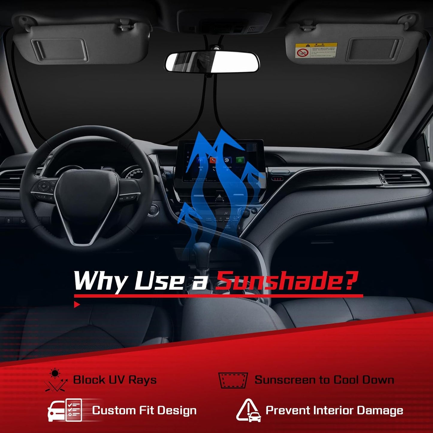 ARISMOTOR Windshield Sun Shade for Audi Q7 2016-2025, Custom Fit Foldable Front Window Sunshade Sun Visor Protector, Block UV Rays Keep Your Car Cooler