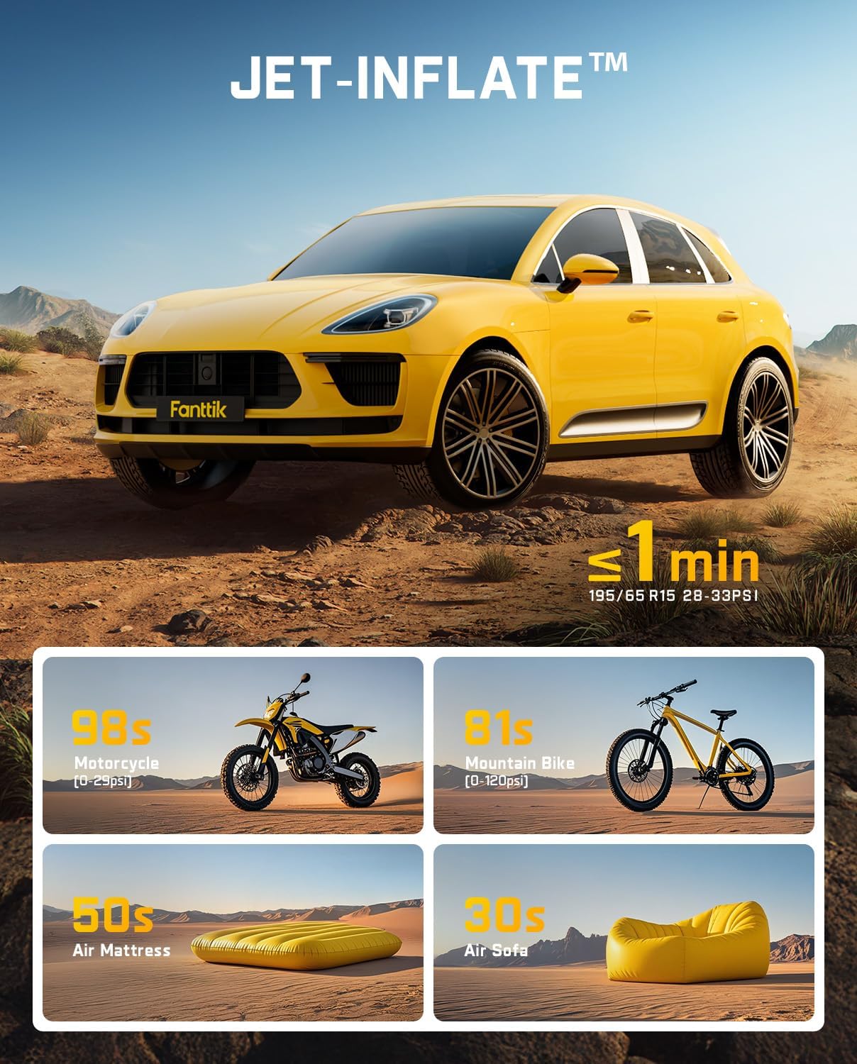 Fanttik X9 Classic Tire Inflator Portable Air Compressor with Light and Power Bank, 150PSI Cordless Air Pump for Car, Motorcycle, Bike, Ball, Air Mattress, Kayak, Swimming Ring