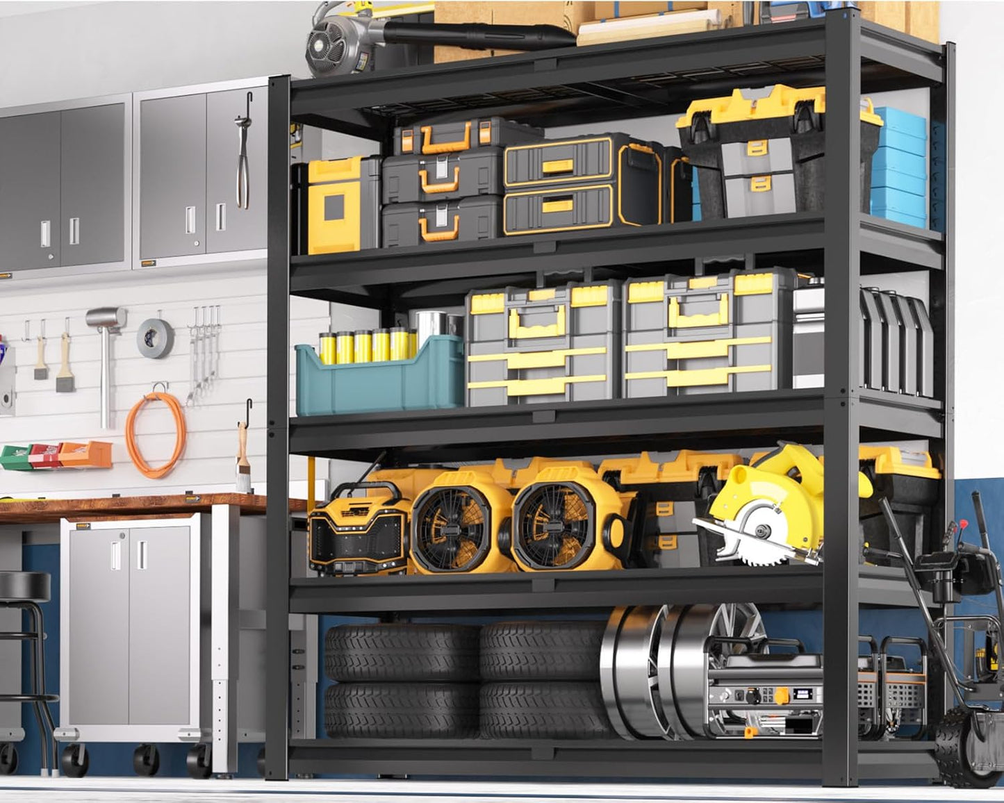 PrimeZone 72" H X 48" W X 18" D Heavy Duty Garage Shelving 5 Tier 2500 LBS Storage Shelves Adjustable Industrial Metal Wire Shelf Unit for Garage,Basement,Pantry,Warehouse,Commercial 2Pack