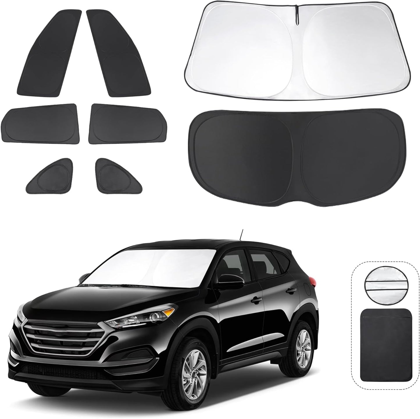 TINGLU Window Shades for Hyundai Tucson 2016-2021 (Not for 2022 Tucson) Accessories Car Side Full Windows Rear Triangular Windshield Sun Shade Sun UV Rays Privacy Protection for Camping Napping 8PCS