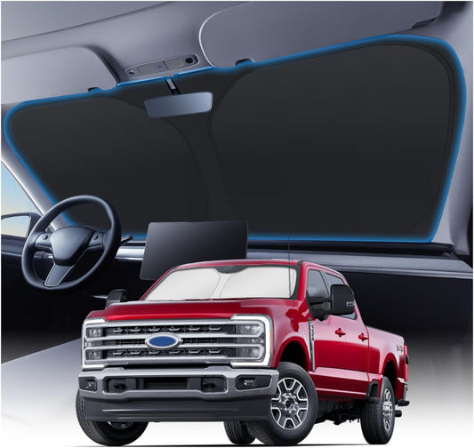 KUST Windshield Sun Shade for 2017-2022 Ford Super Duty F250 F350 F450 Pickup Truck Window Sun Shade Sun Visor Protector Foldable Blocks UV Rays Keep Your Car Cooler
