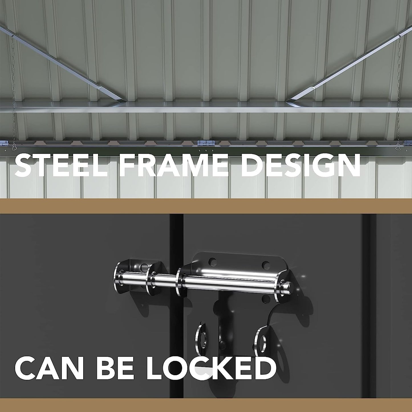 Devoko Outdoor Storage Shed 5.8 x 3.3 FT Metal Trash Shed Waterproof Outside Storage with Lid Chain Hydraulic Gas Rod for Trash Can Weeding Tools