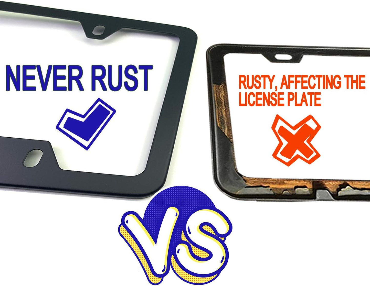 Police Thin Blue Line License Plate Frame-American Flag Patriotic Car Tag Holder, USA Black Aluminum Bracket with Screw, Cap Covers, Decal, Novelty Present for Law Enforcement, 1 Pack