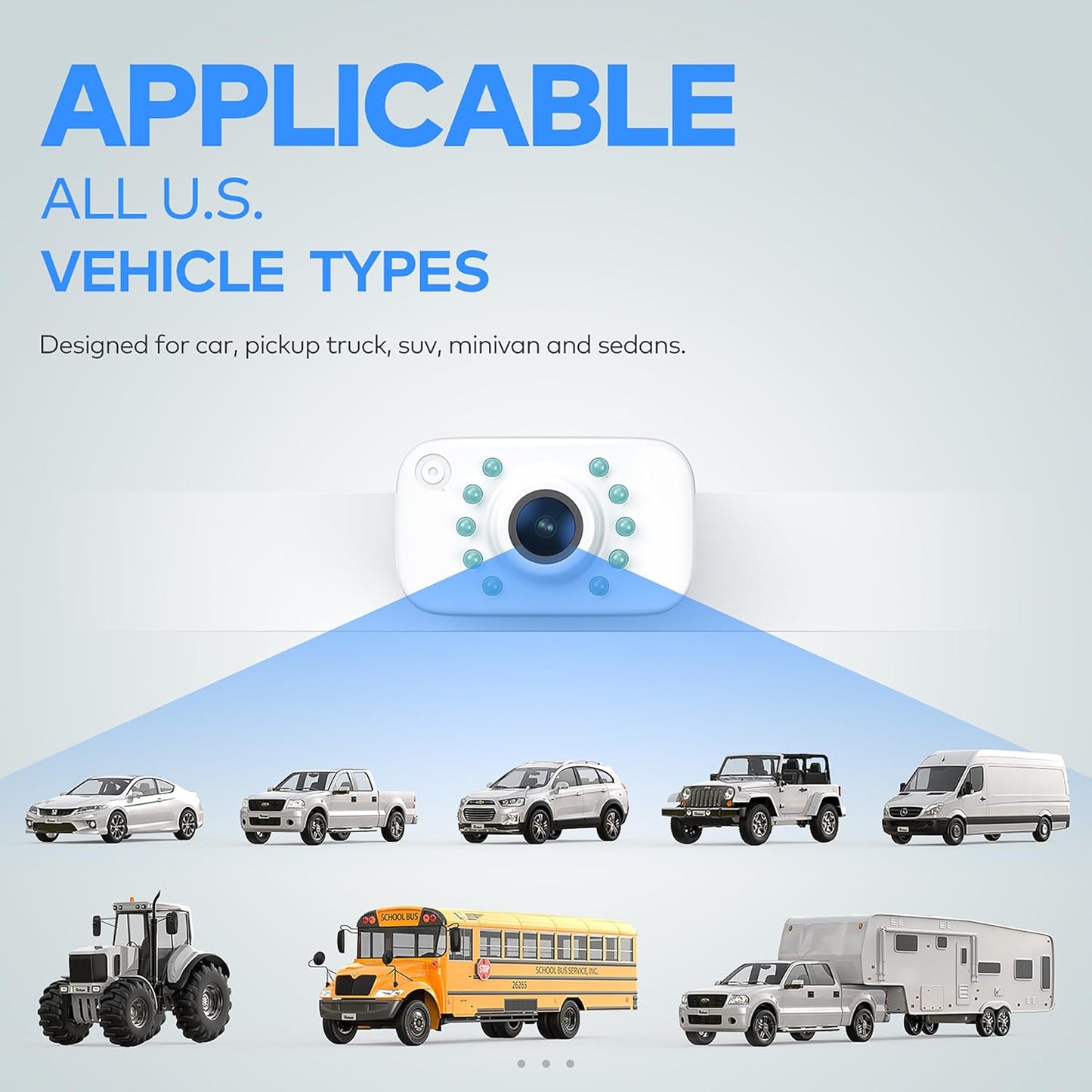 HD eRapta ERT02 Backup Camera Rear View License Plate Reverse Camera Universal for Pickup Truck Car SUV 149° Perfect Angle Night Vision IP69K Level Waterproof