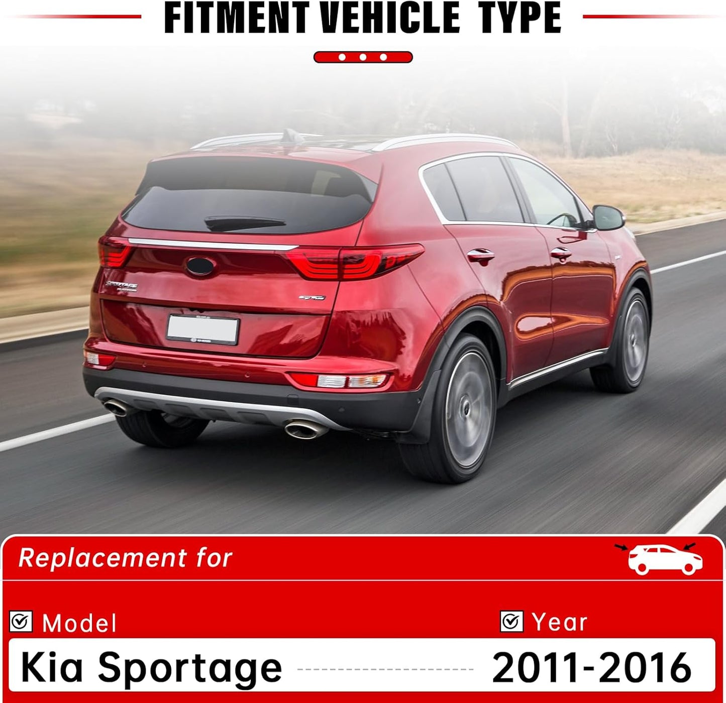 Windshield Wiper Blades Replacement for Kia Sportage 2011 2012 2013 2014 2015 2016 Original Factory Quality Front Rear Wipers Blade Set for My Car - 24" 18" 12" (Pack of 3)