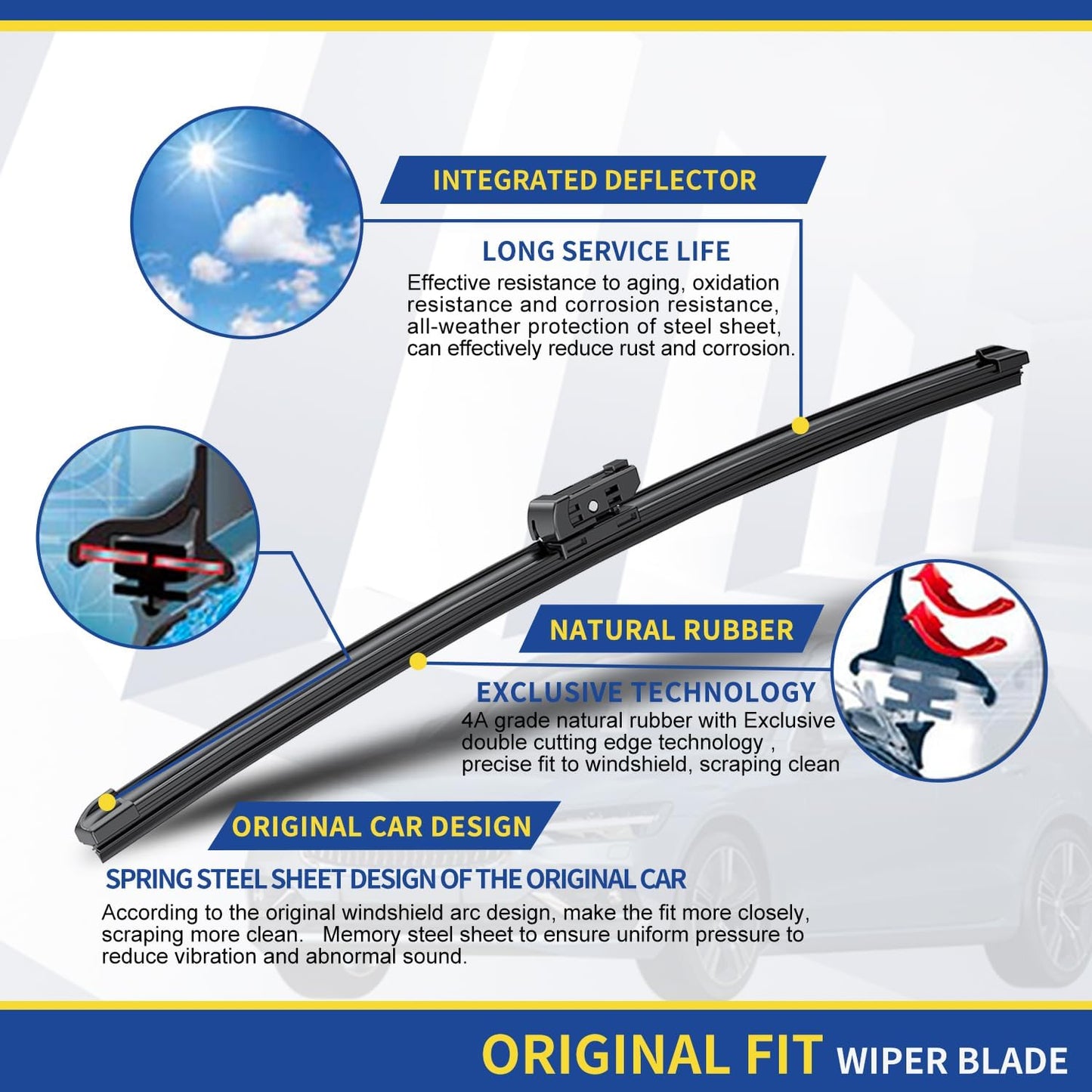 3 wipers Replacement For 2015 2016 2017 2018 2019 2020 2021 2022 2023 Jeep Renegade Windshield Wiper Blades Original Equipment Replacement - 22"+20"+11" (Set of 3) Top Lock