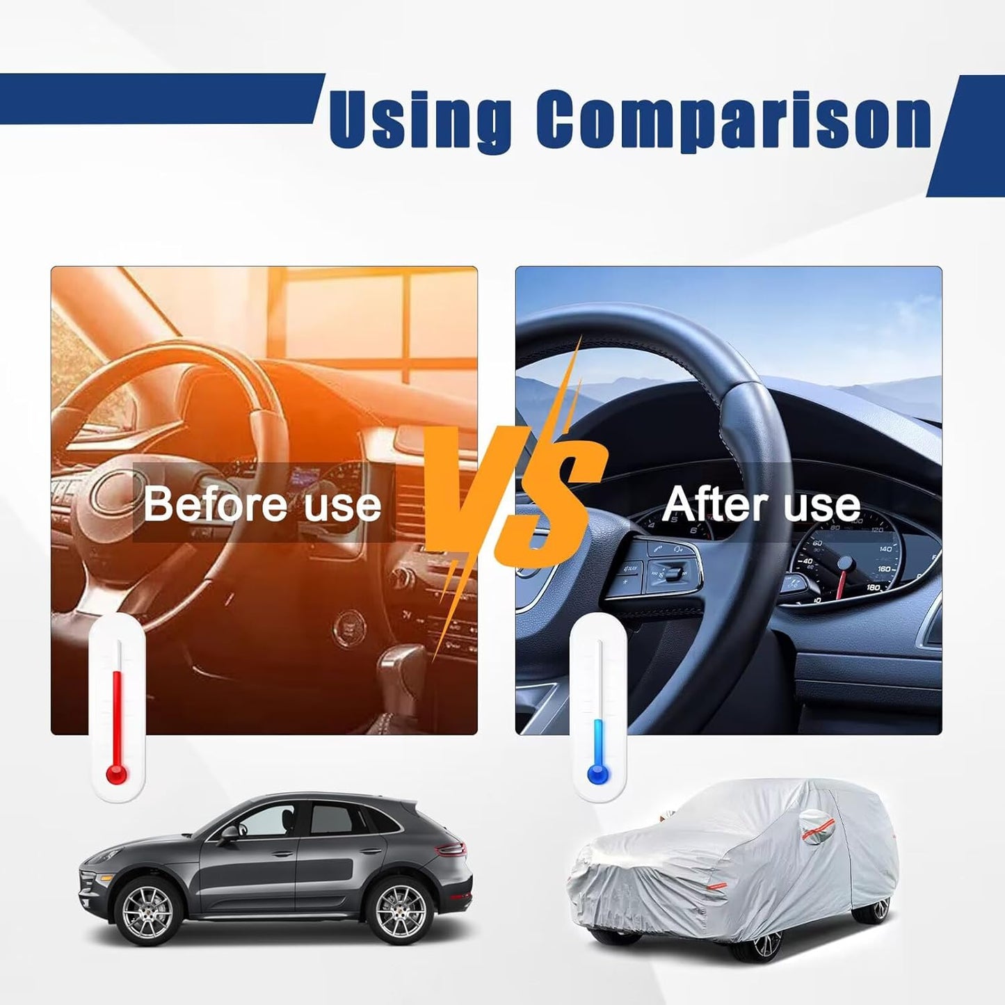 Kayme 6 Layers SUV Car Cover Custom Fit for Kia Sorento (2012-2025) Waterproof All Weather for Automobiles, Outdoor Full Cover Rain Sun UV Protection.Silver