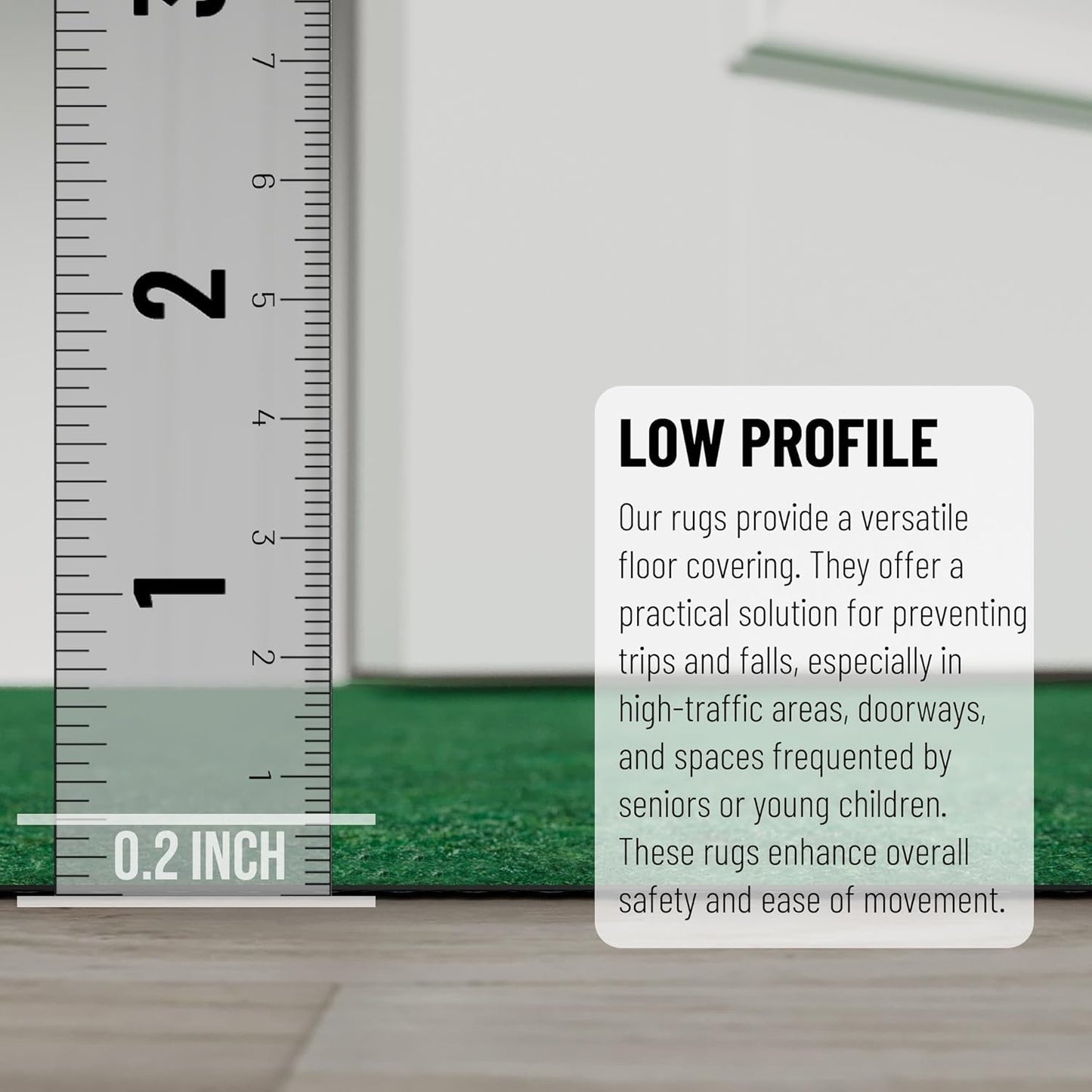 Ottomanson 2' x 15' Hallway Runner with Scraper Pile Extra Durable Non-Slip Rug Mat for Indoor & Outdoor Use - Ideal for Kitchen, Entryway, Patio & Garage - High-Traffic Carpet, Green