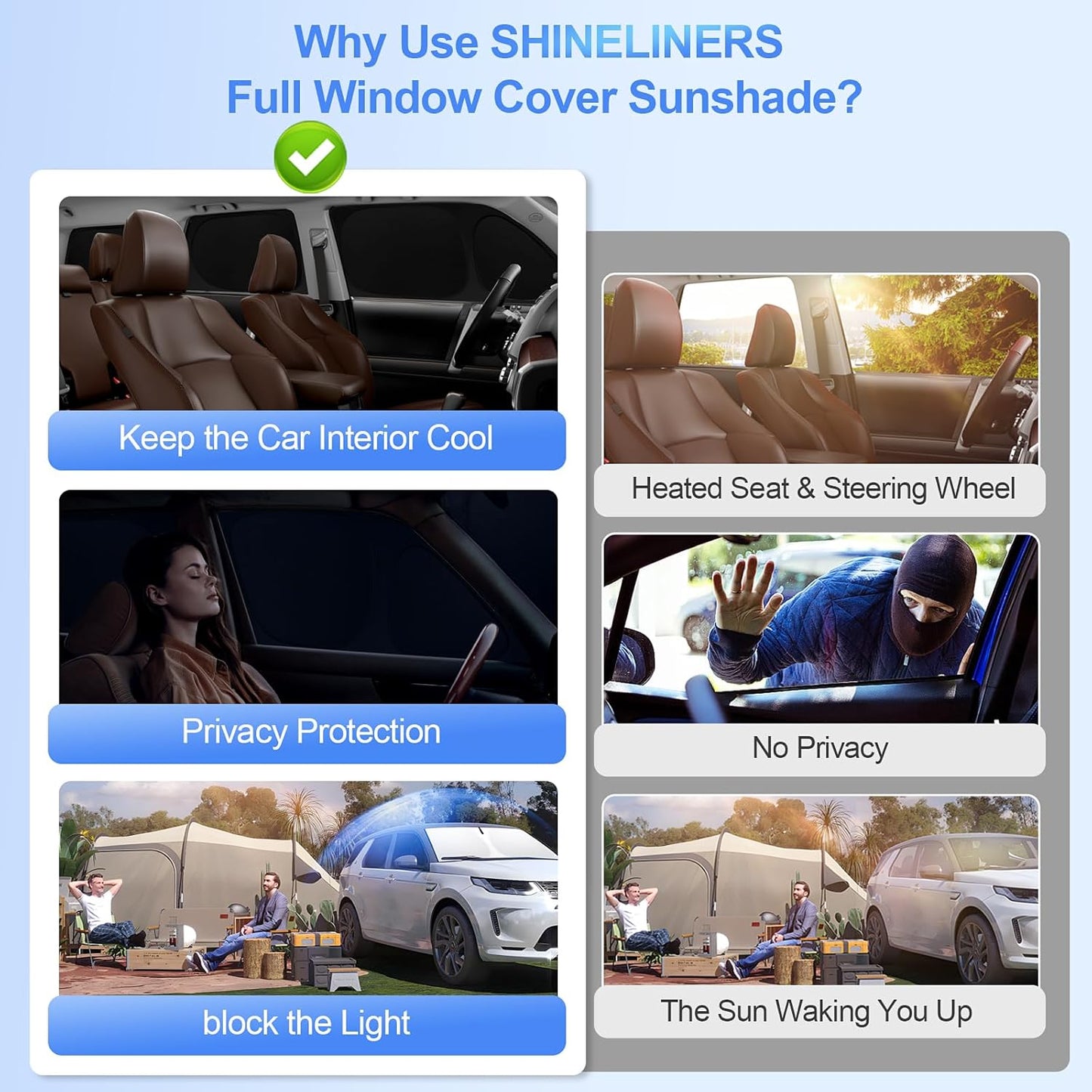 8pcs Car Window Shades for Toyota Sienna 2021-2025 Accessories,Windshield Side Rear Full Sunshade,Sun Visor UV Blocking, Privacy Protection and Blackout for Camping Outdoor