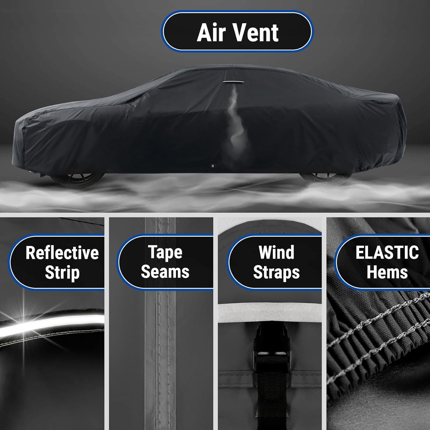 iCarCover Custom Car Cover for Chevy Styleline Deluxe Wagon (1949-1952) Waterproof All Weather Rain Snow UV Sun Protector Full Exterior Indoor Outdoor Car Cover (Stripe - Black/Red)