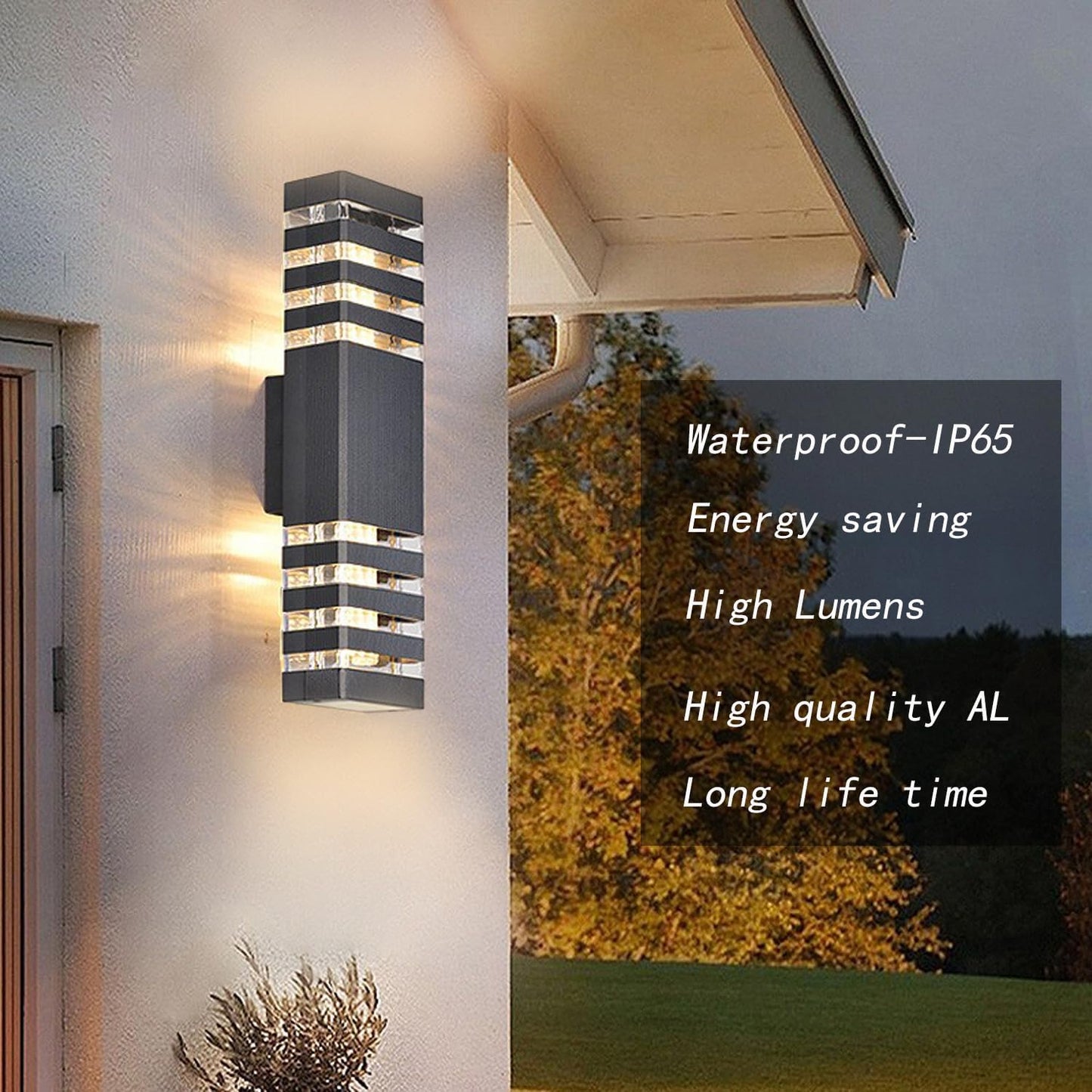 18inch LED Square Up & Down Wall Lights,24W Outdoor Wall Light 4000K Day White Aluminum Body Waterproof IP65 LED Exterior Light Fixtures Wall Mount for House Patio Garage Garden. (1Pack)