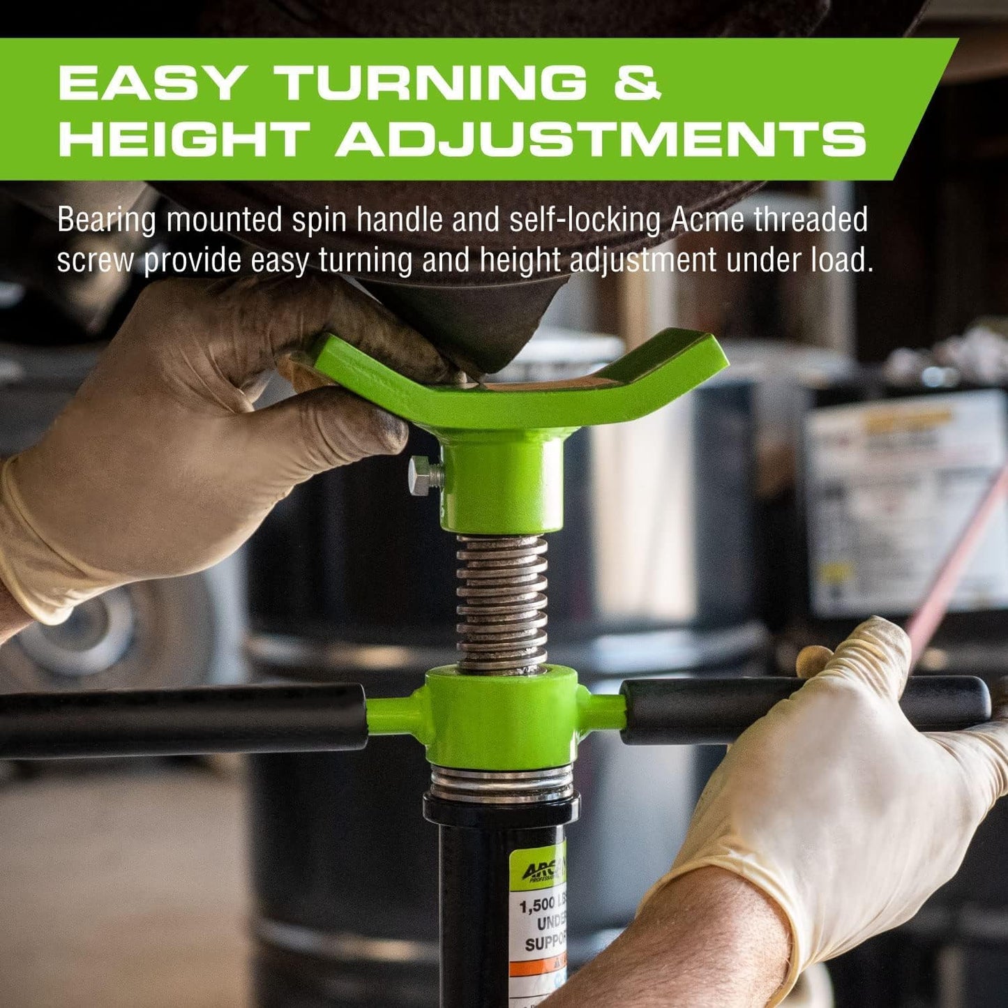 Arcan 1,500 lb Underhoist Support Stand, Short Style, 48–76 Inch Height Range, Self-Locking Screw, Heavy-Duty Base, ALSS15S