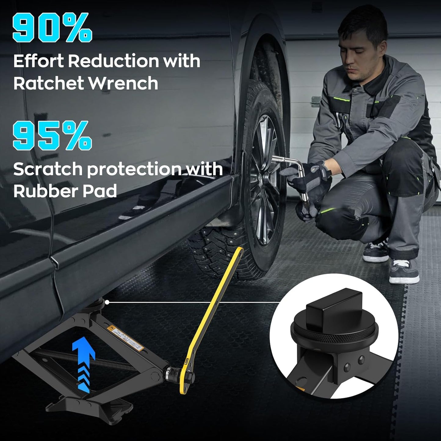 2.5 Ton Car Jack Designed for Mercedes Benz, Scissor Jack for Benz Vehicle with 2PCS Jack Pad, Tire Changing Kit Compatible with Mercedes Benz A B C E R S Class CLA CLC CLK GL GLA G GLE GLC M
