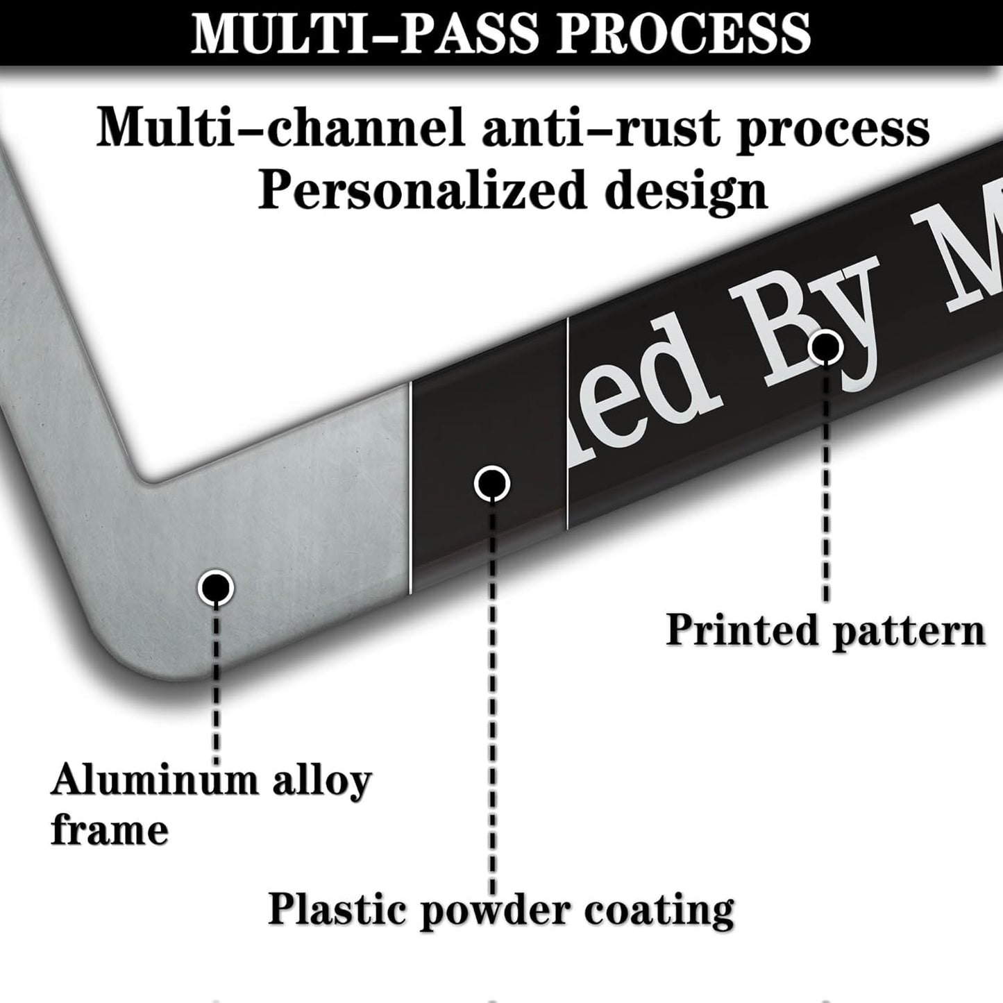 License Plate Frames Black and White Front License Plate Bracket Blessed by God Spoiled by My Husband Aluminum Metal Car Accessory 2 Pack with Screw Covers Set