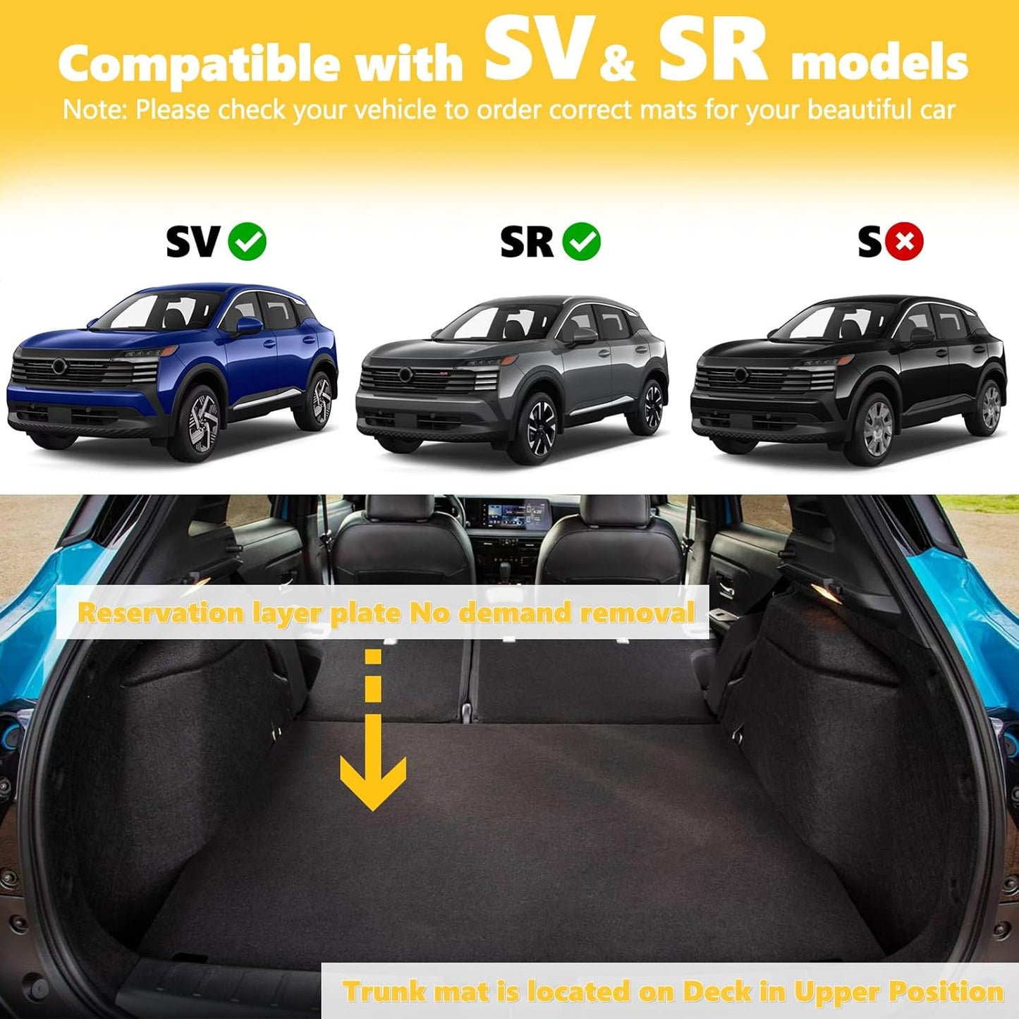 GINOWY-Floor Mats & Cargo Liner for Nissan Kicks 2025 2026, TPE All Weather 2025 Kicks Car Floor Mats, Backrest Mats Non-Slip Trunk Mat Kicks Floor Liners Accessories Black