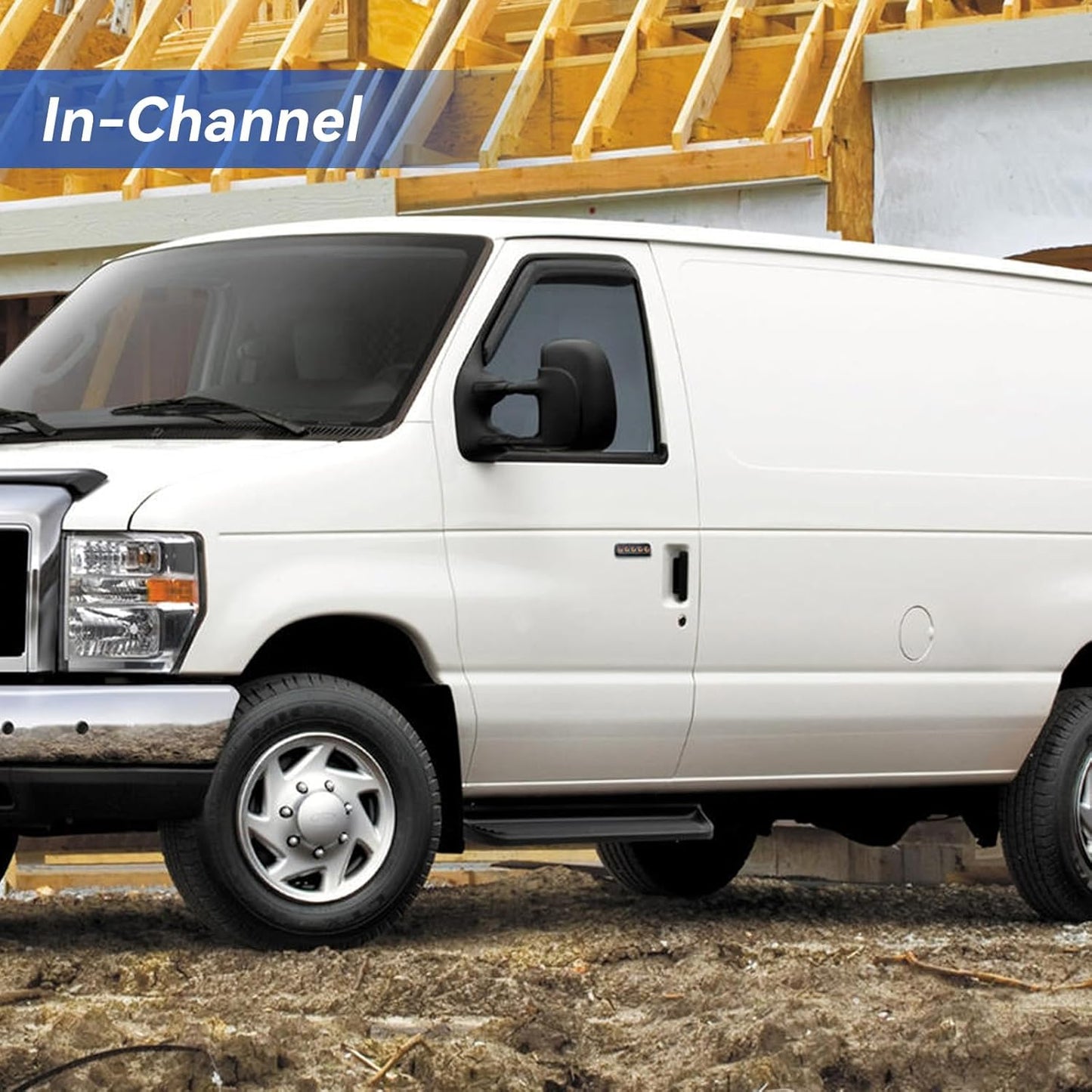 in-Channel Window Visors Rain Guards Shield for 2007-2014 Ford E-150/E-250/E-350/E-450 Super Duty, Window Vent Wind Deflectors Visors Shades for 07-14 E150 E250 E350 E450